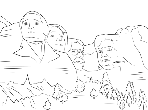 Mount Rushmore  Coloring Page